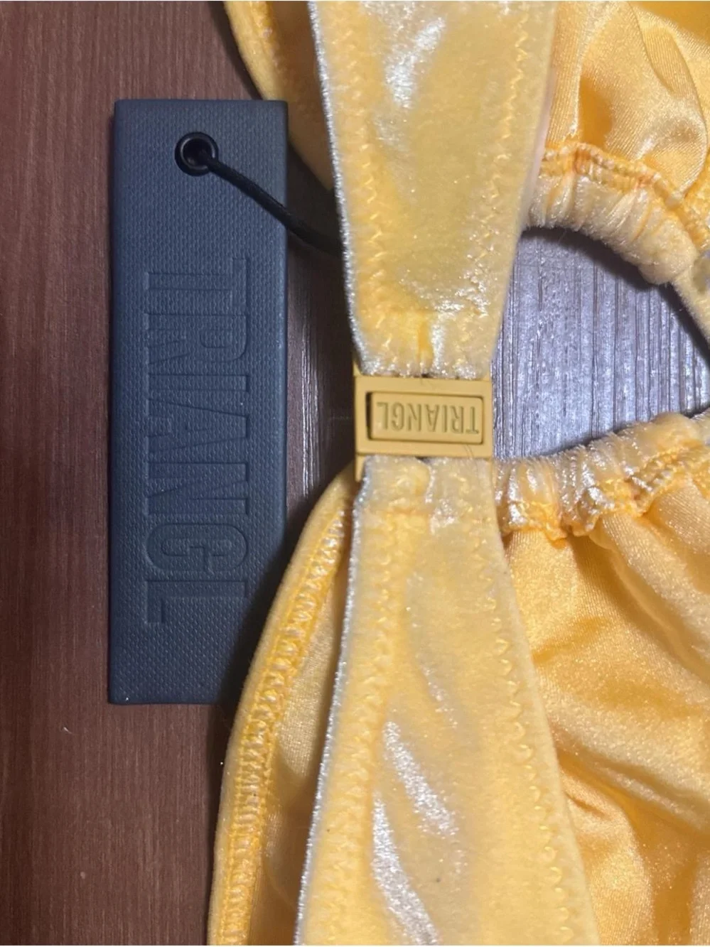 TRIANGL NEW with tags  swimwear Yellow Velvet Halter Bikini Top
